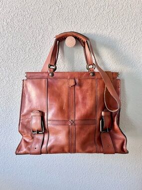 Patricia Nash Trento Buckled Leather Satchel Brown